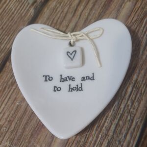 Heart-Shaped Ceramic Plaque with Bow